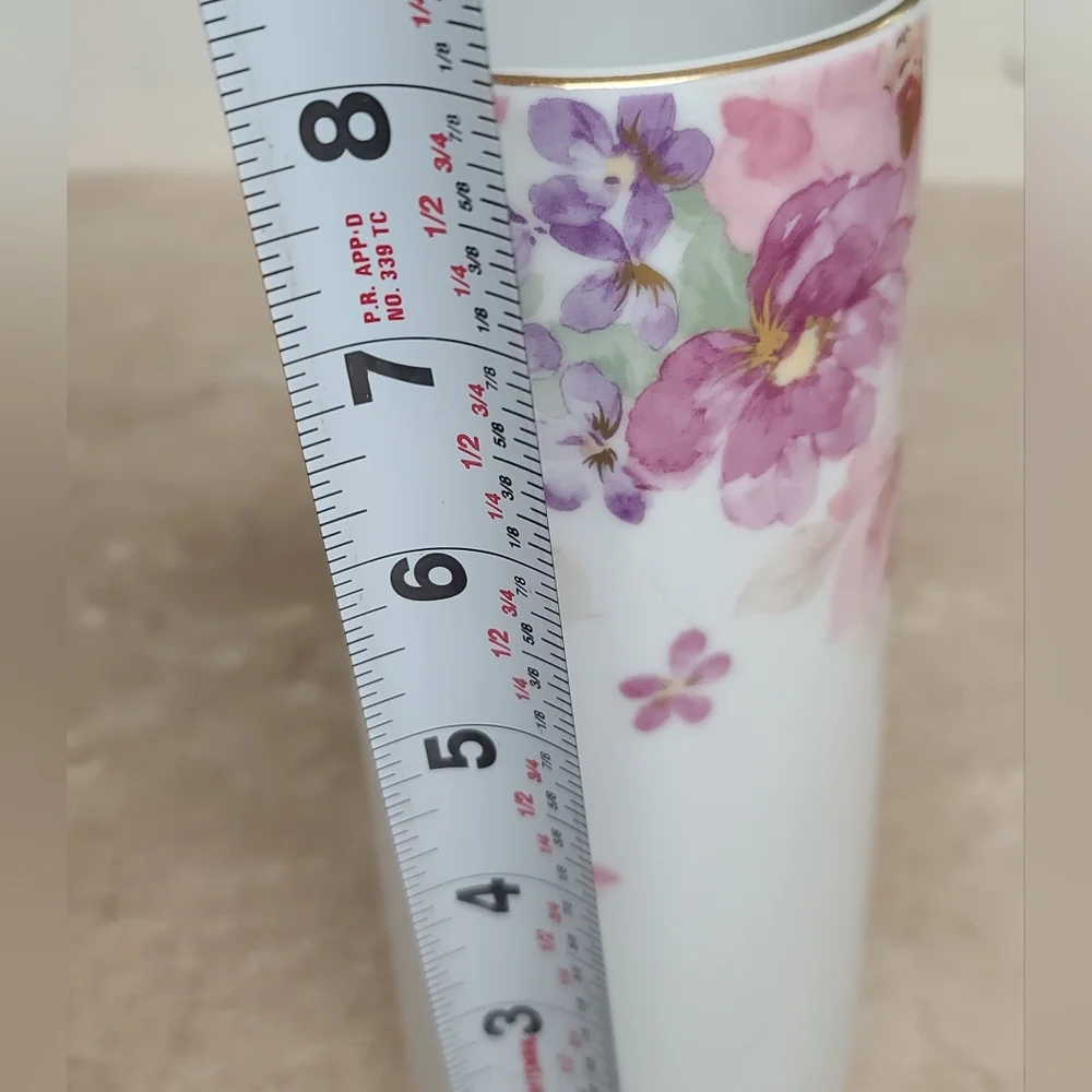 Otagiri  Floral Ceramic Vase Pink and Purple Vintage, Tall